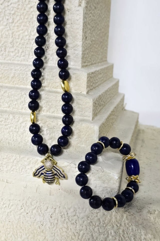 Lacivert Enerji Lapis Kolye Bileklik Set (6.ve7.Çakra / Üçüncü Göz ve Tepe Çakrası )