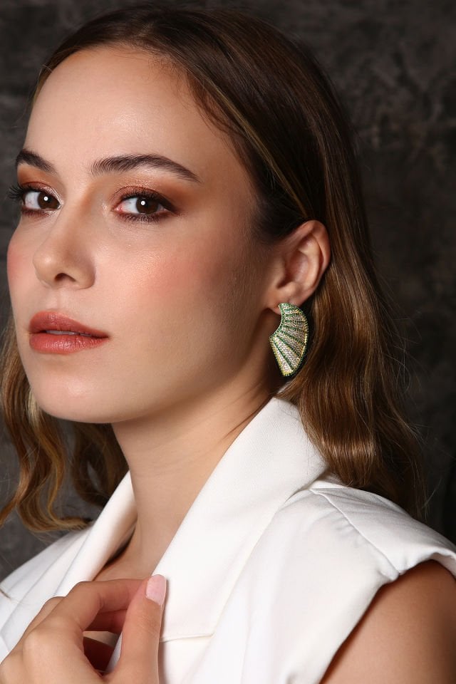 Işığın Kanatları Küpe Yeşil