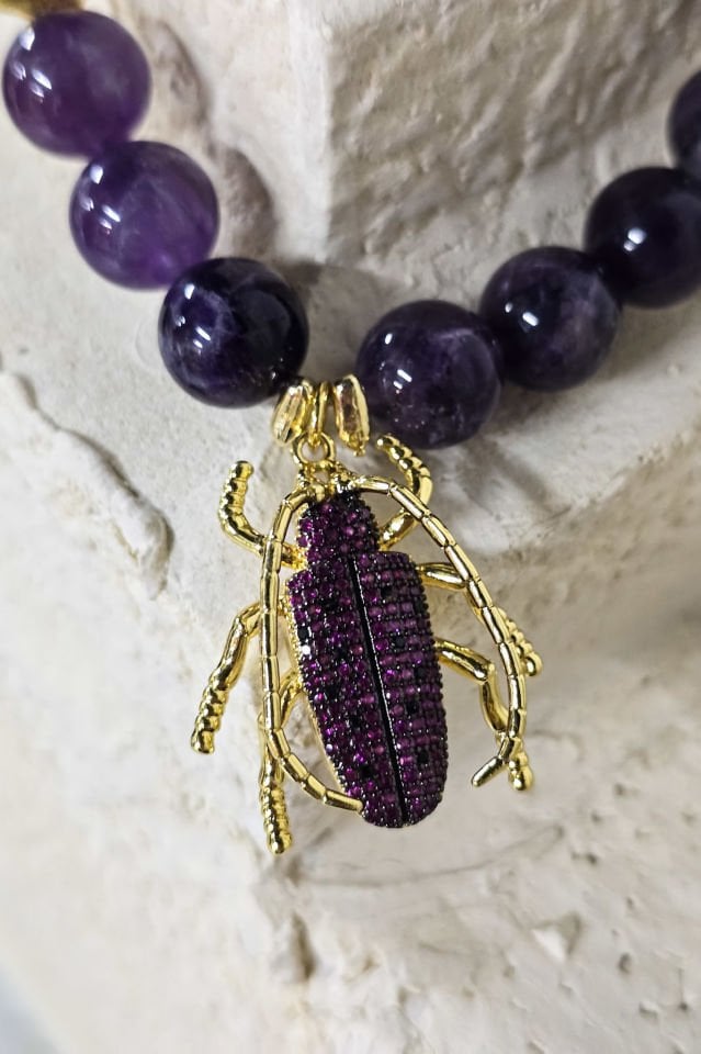 Mor Tılsım Ametist Kolye (6.ve7.Çakra / Üçüncü Göz ve Tepe Çakrası )