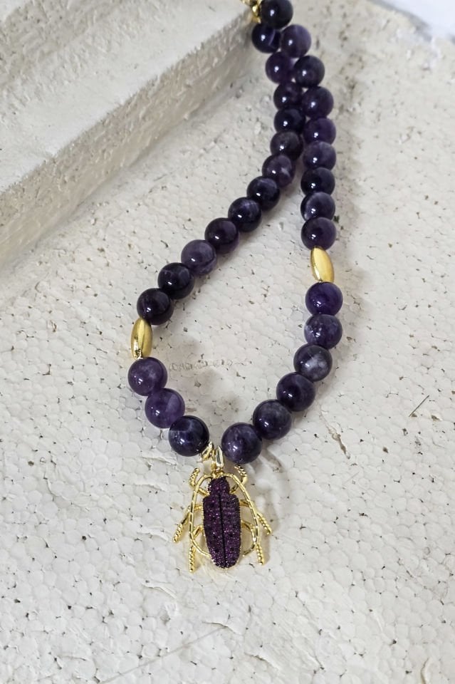 Mor Tılsım Ametist Kolye (6.ve7.Çakra / Üçüncü Göz ve Tepe Çakrası )