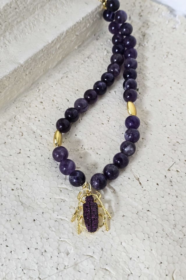 Mor Tılsım Ametist Kolye (6.ve7.Çakra / Üçüncü Göz ve Tepe Çakrası )