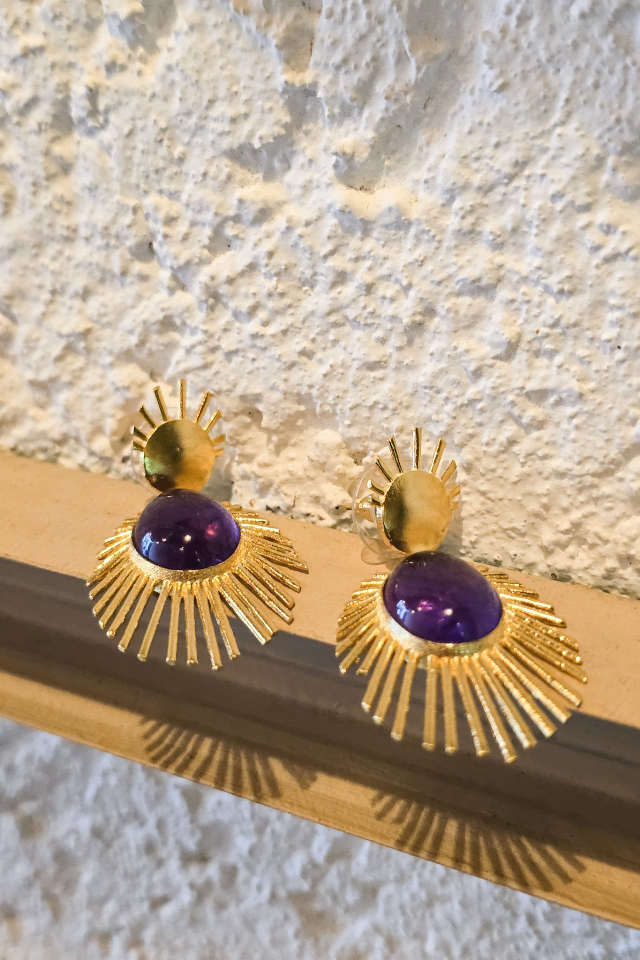 Mor Taç Ametist Küpe