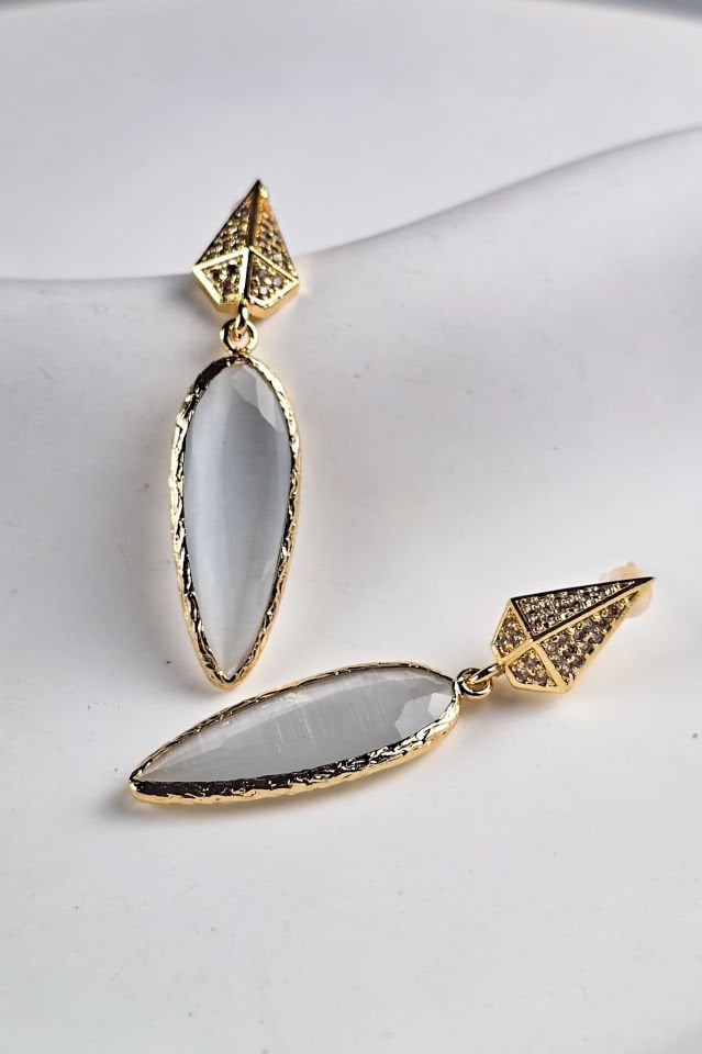 Celeste Kedi Gözü Küpe Beyaz