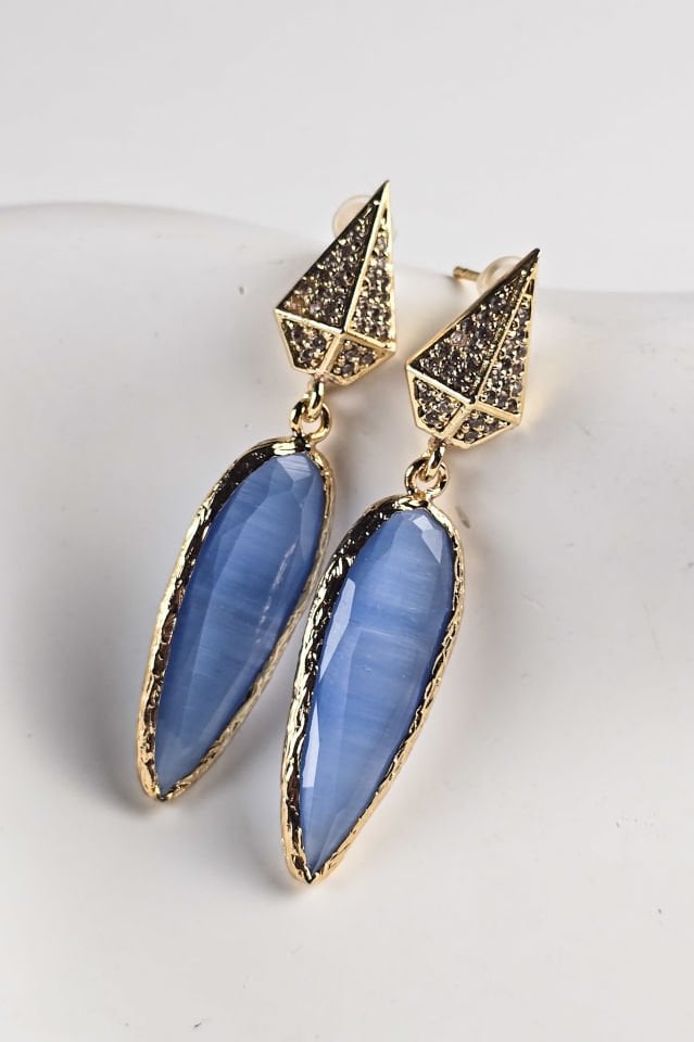 Celeste Kedi Gözü Küpe Mavi