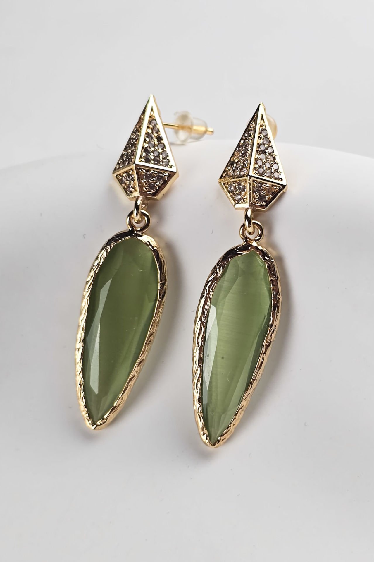 Celeste Kedi Gözü Küpe Yeşil