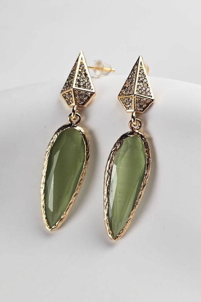 Celeste Kedi Gözü Küpe Yeşil