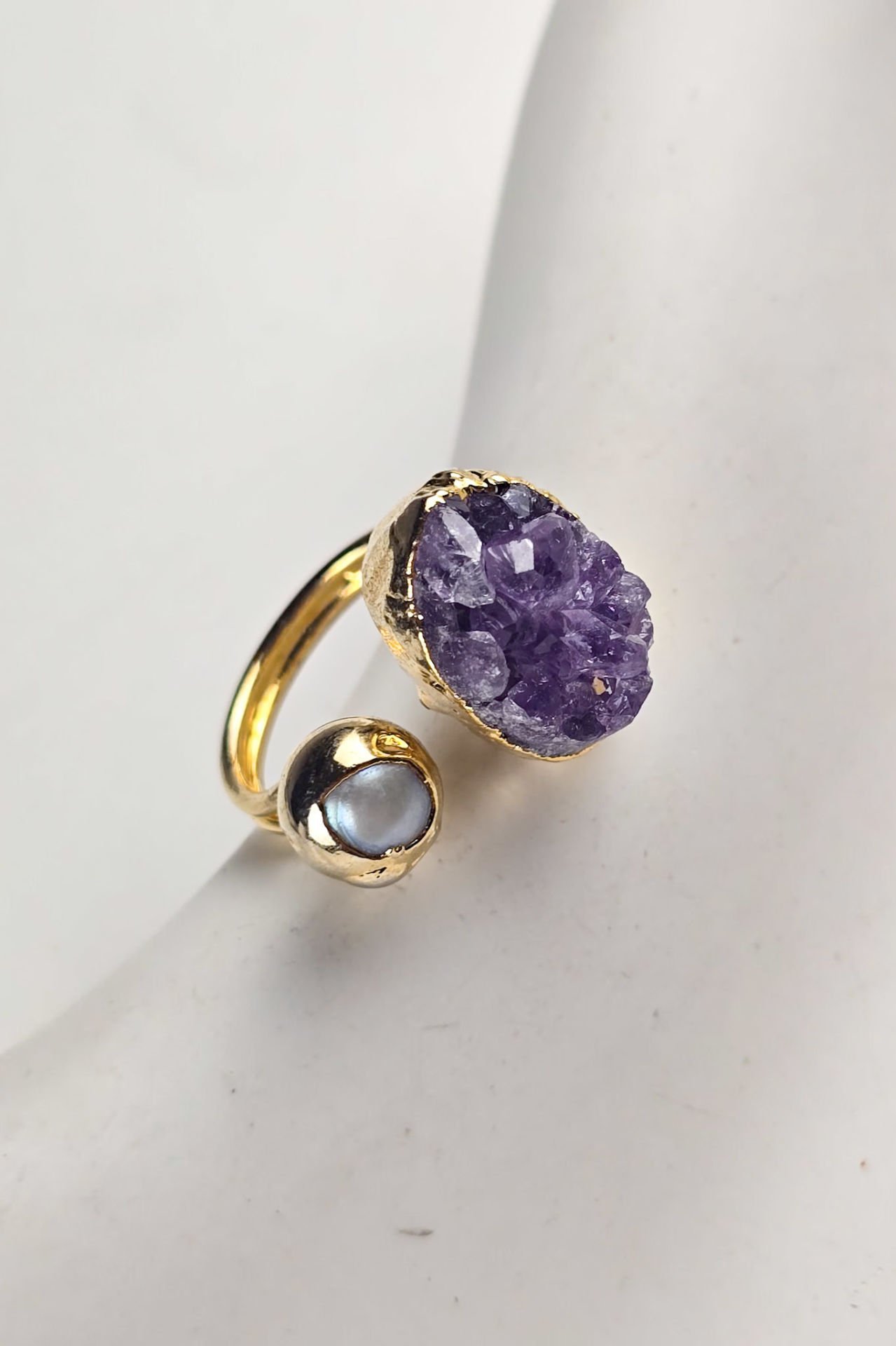 Mira Ametist&Ay Taşı Yüzük (6.ve7.Çakra / Üçüncü Göz ve Tepe Çakrası )