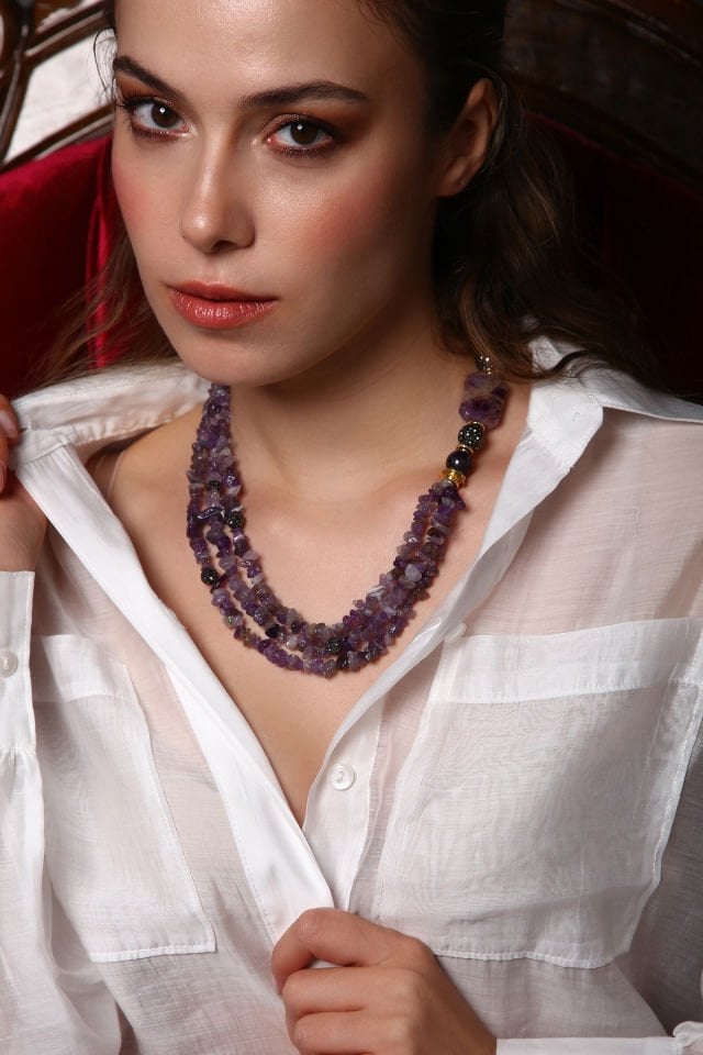 Mor Yankı Ametist Kolye (6.ve7.Çakra / Üçüncü Göz ve Tepe Çakrası )