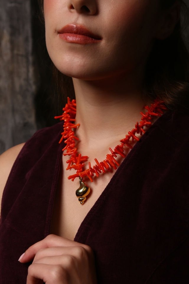 Deniz Ateşi Mercan Kolye