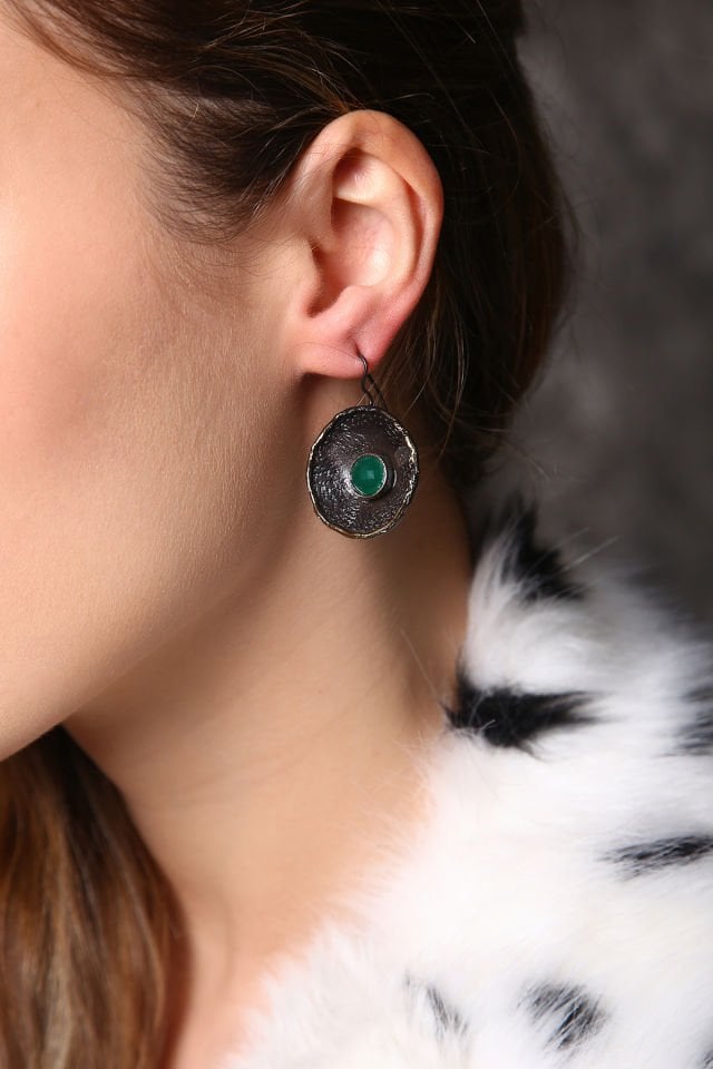 Yeşil Yankı Akik Küpe