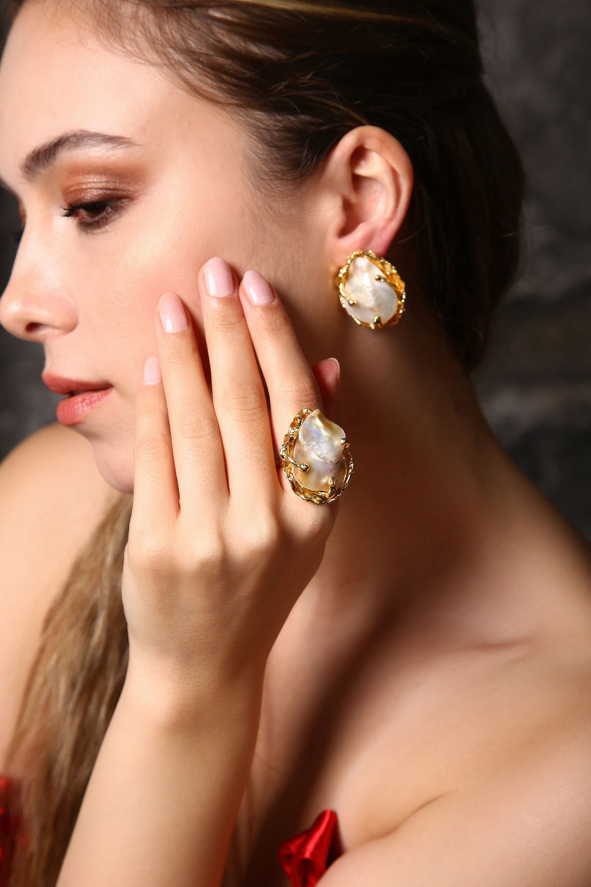 Aurelia İnci Küpe Yüzük Set