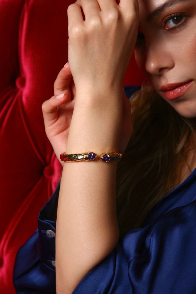 Lila Aurra Ametist Bileklik (6.ve7.Çakra / Üçüncü Göz ve Tepe Çakrası )