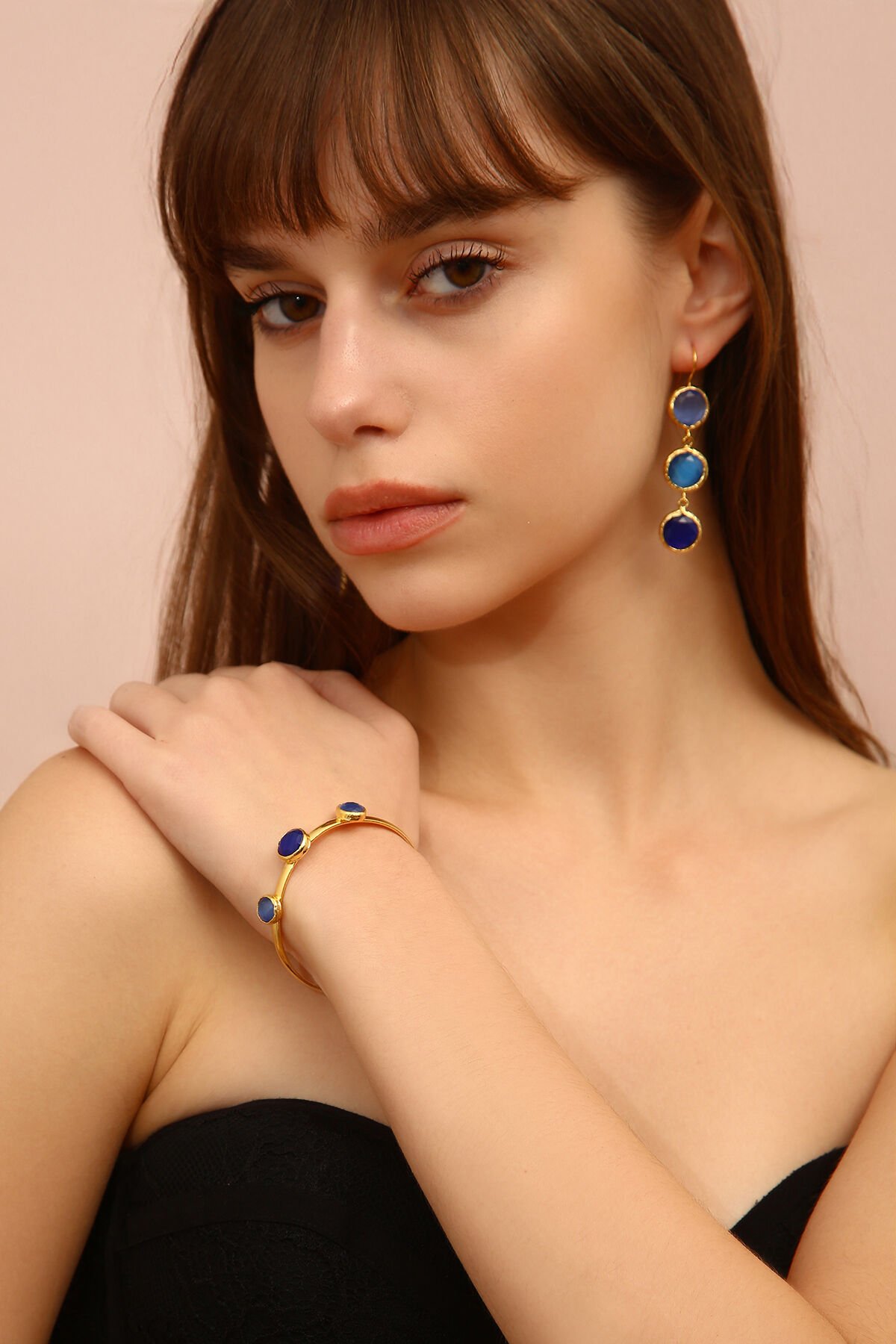 Luna Blue Lapis Lazuli Küpe Bileklik Set