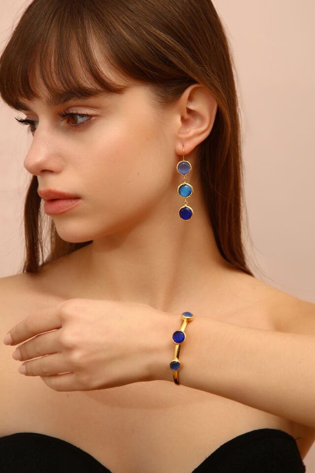 Luna Blue Lapis Lazuli Küpe Bileklik Set