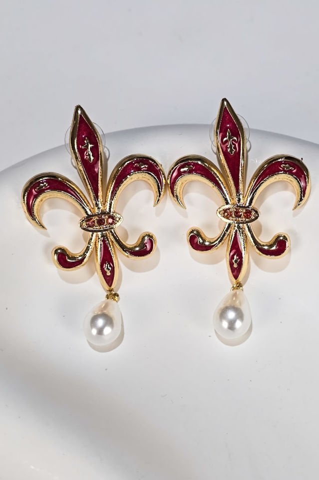 Catherina  İncili Küpe Kırmızı