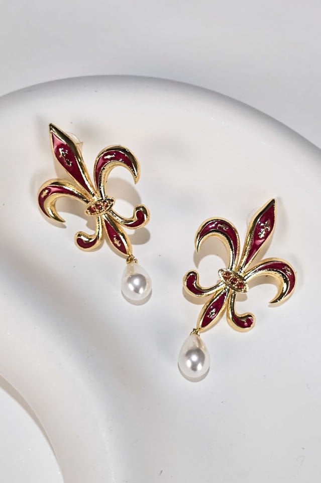 Catherina  İncili Küpe Kırmızı