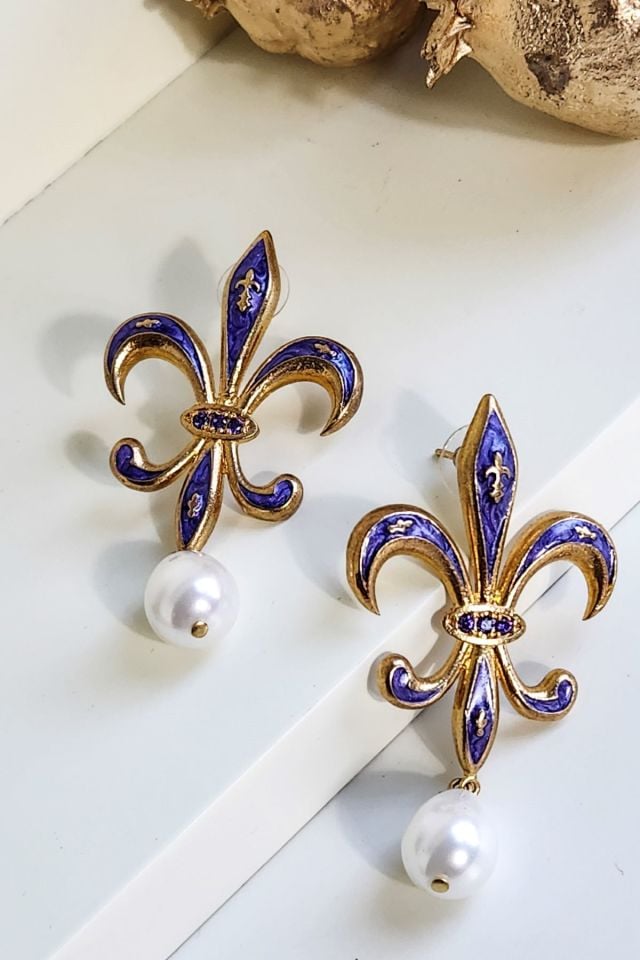 Catherina  İncili Küpe Lacivert