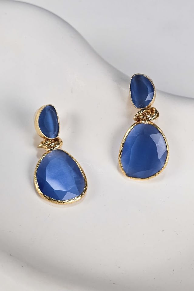 Nightfall  Kedi Gözü Küpe Mavi