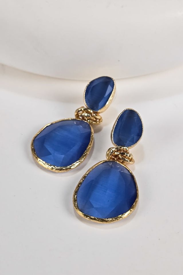 Nightfall  Kedi Gözü Küpe Mavi