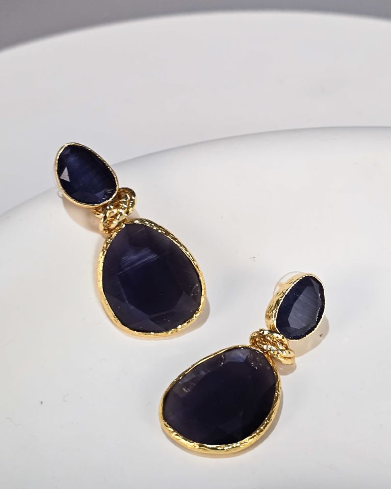 Nightfall  Kedi Gözü Küpe Lacivert