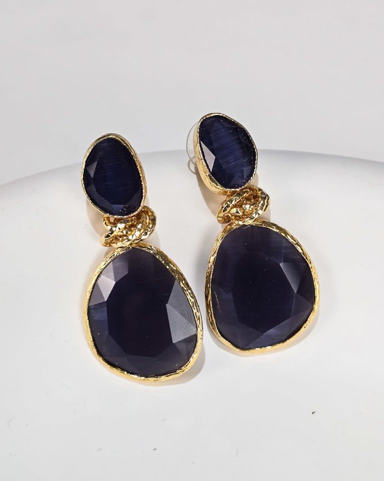 Nightfall  Kedi Gözü Küpe Lacivert