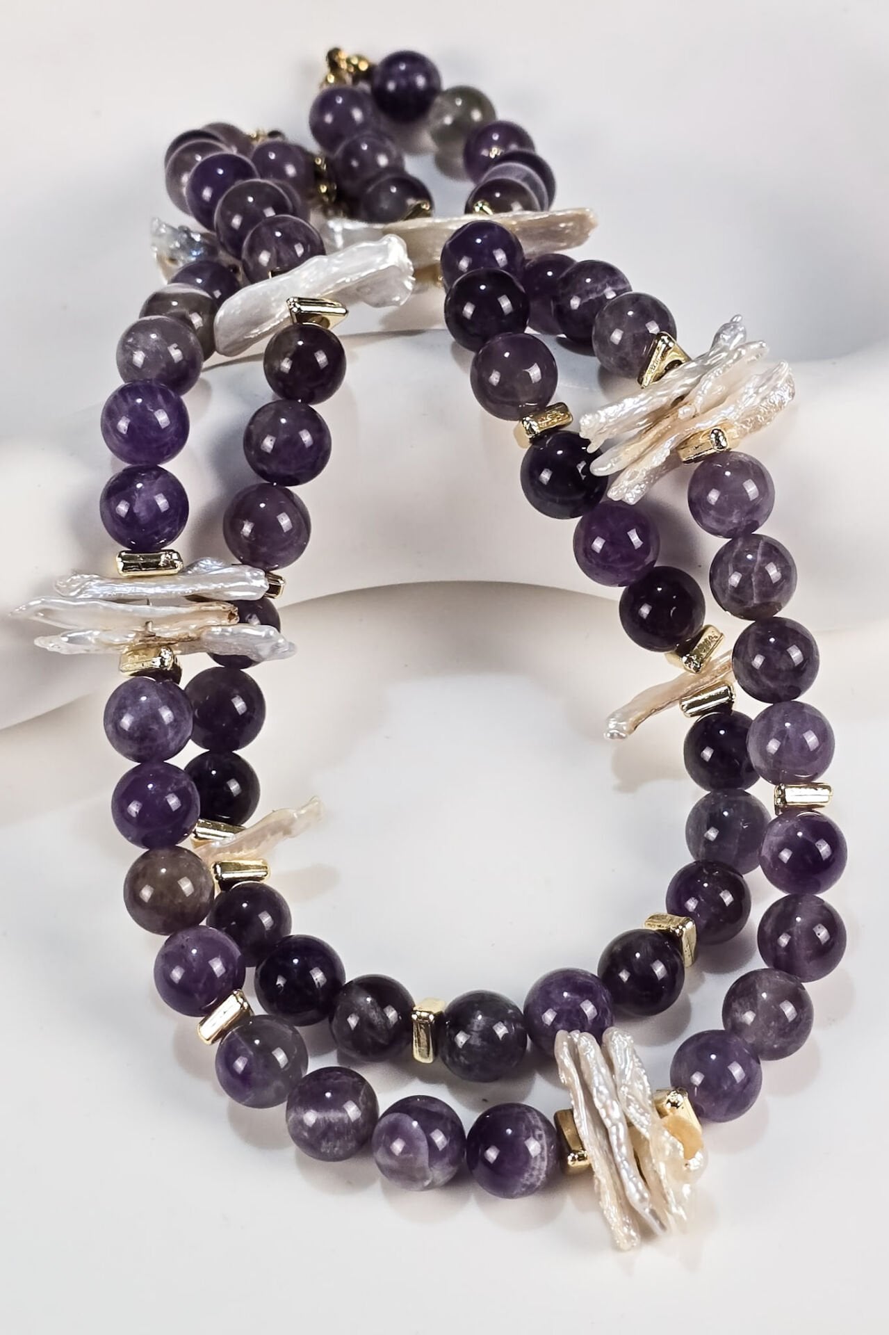 Luna Sedefli Ametist Kolye (6.ve7.Çakra / Üçüncü Göz ve Tepe Çakrası )