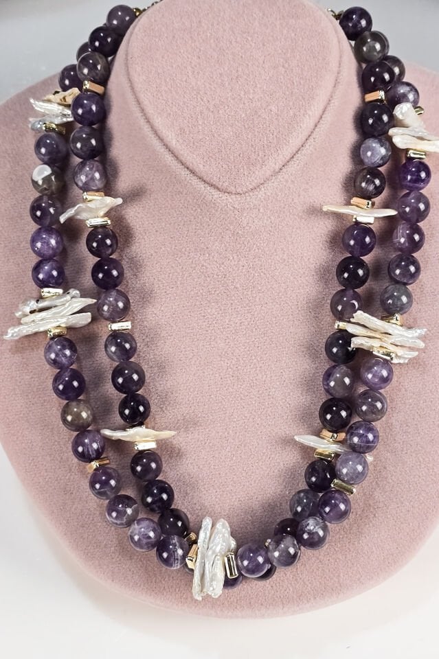 Luna Sedefli Ametist Kolye (6.ve7.Çakra / Üçüncü Göz ve Tepe Çakrası )