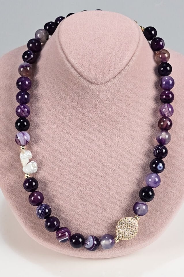 Royal Sedefli Ametist Kolye (6.ve7.Çakra / Üçüncü Göz ve Tepe Çakrası)