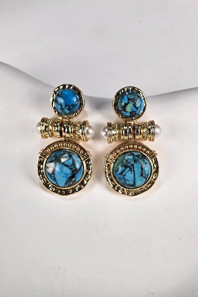 İkili Mozaik Turkuaz Küpe