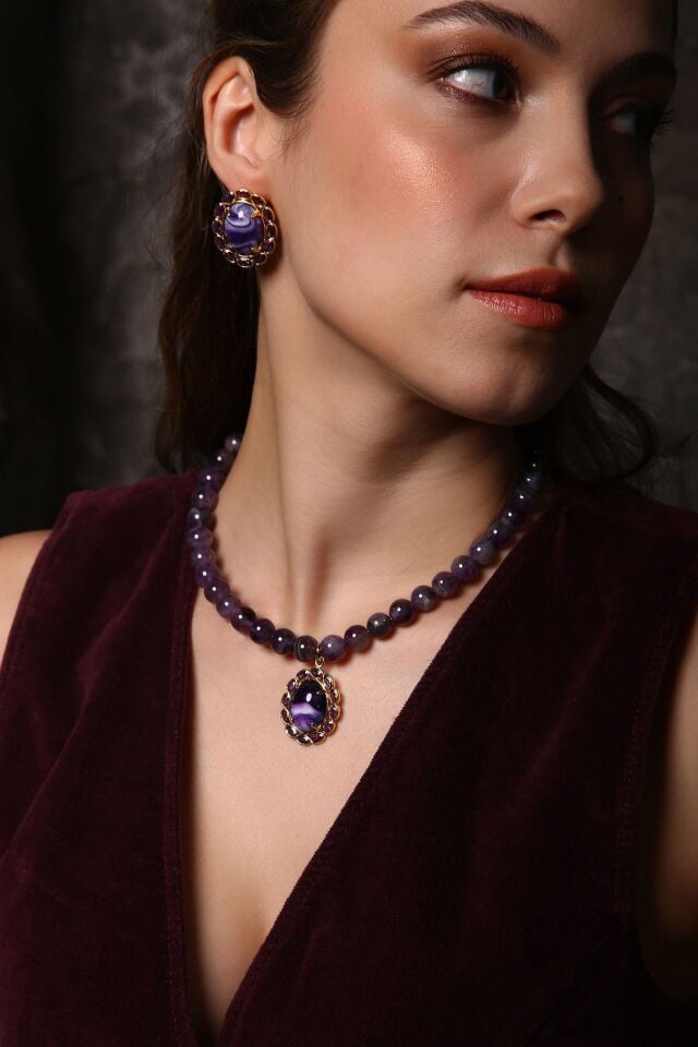 Velvet Nights Ametist Küpe (6.ve7.Çakra / Üçüncü Göz ve Tepe Çakrası )(Kopya)