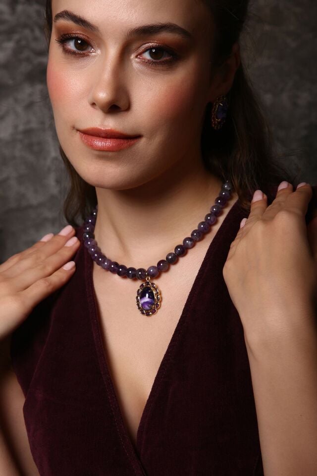 Velvet Nights Ametist Kolye (6.ve7.Çakra / Üçüncü Göz ve Tepe Çakrası )