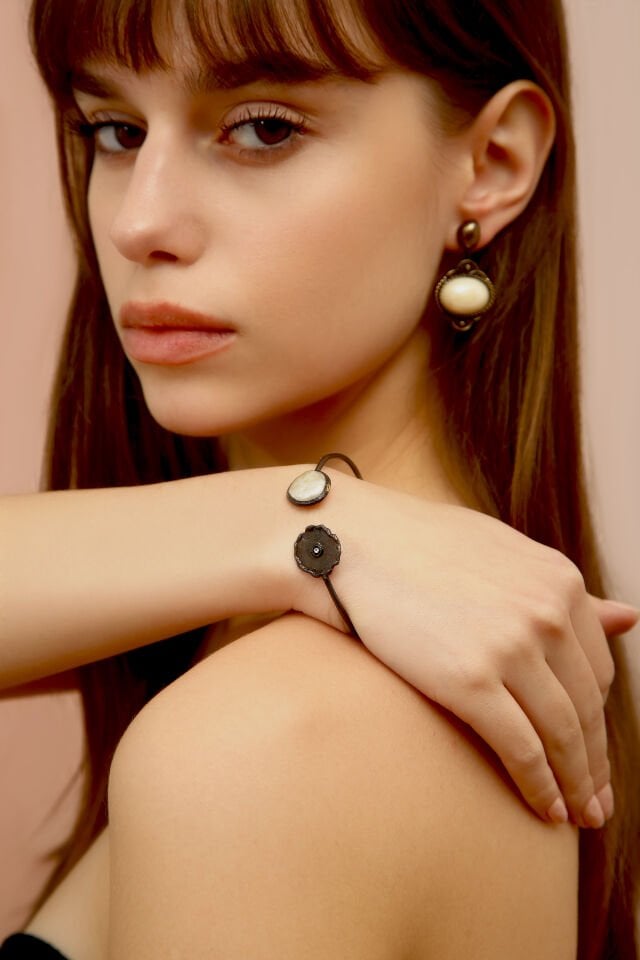 Ay Sedefi Küpe Bileklik Set