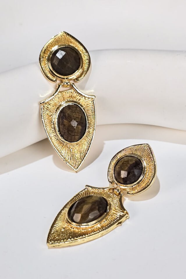 Ruby & Emerald Kaplan Gözü Küpe